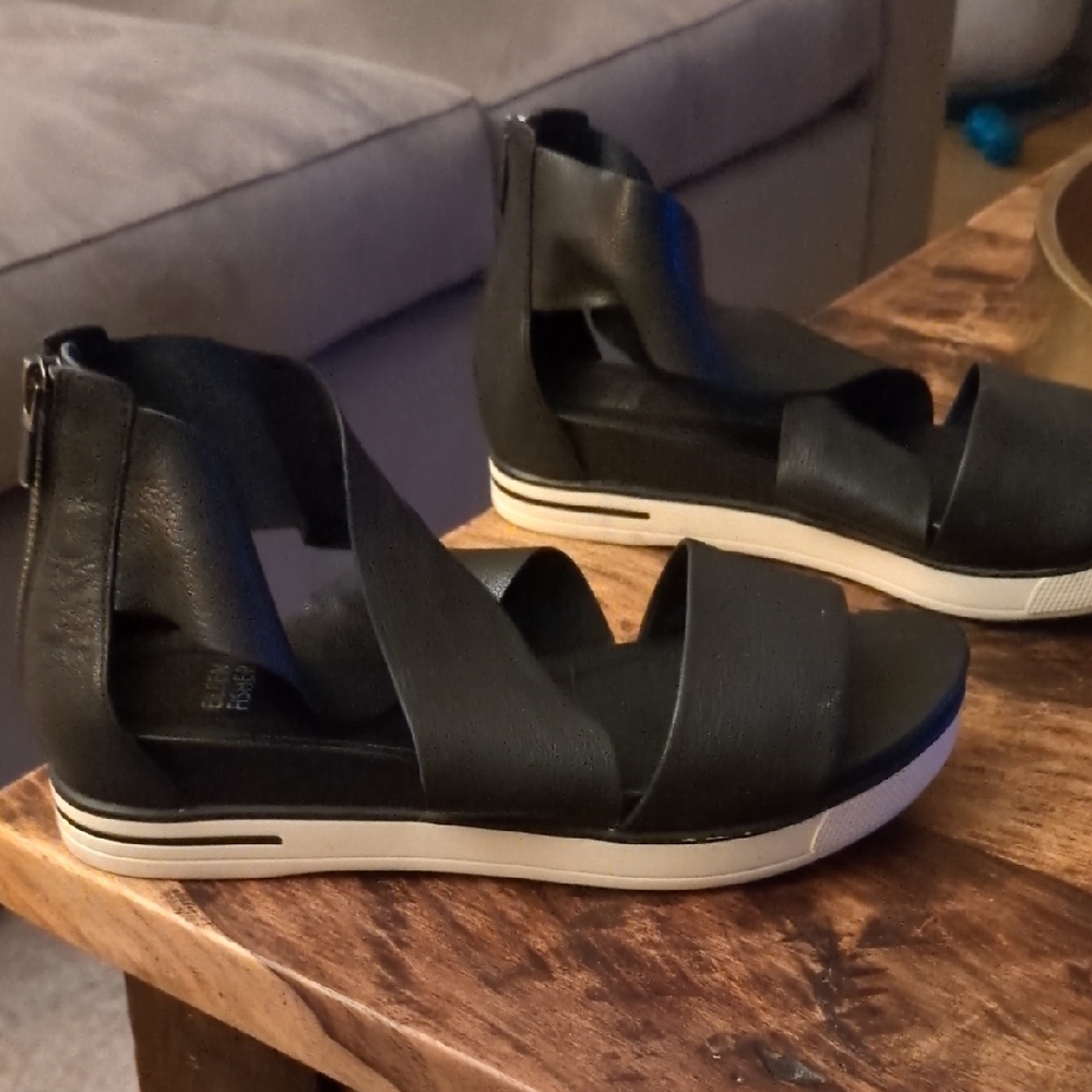 Eileen Fisher Black Strappy Sandals